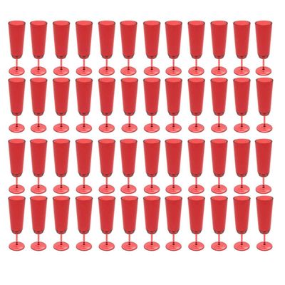 Jogo 48 Taças Champanhe Espumante Buffet Plástico Vermelho Translúcido Crippa