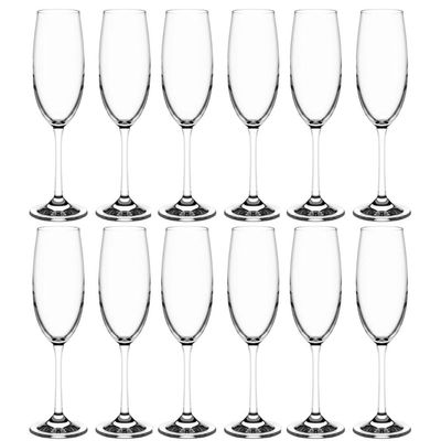 Kit 12 Taças de Champanhe 220ml Espumantes Cristal Copos Tit