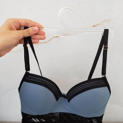 Conjunto 25 Cabides de Lojas para Lingerie Cristal com Encaixe para Alças Expositores