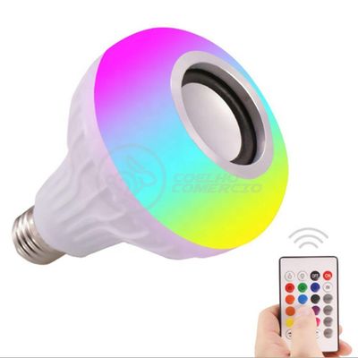 Lâmpada Led 12W E27 Rgb Colorida Com Caixa De Som Bluetooth