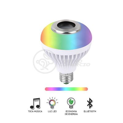 Lâmpada Led 12W E27 Rgb Colorida Com Caixa De Som Bluetooth