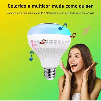 Lâmpada Led 12W E27 Rgb Colorida Com Caixa De Som Bluetooth