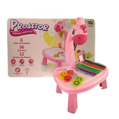 Projetor Para Desenho Infantil Aprendizagem Girafa Rosa