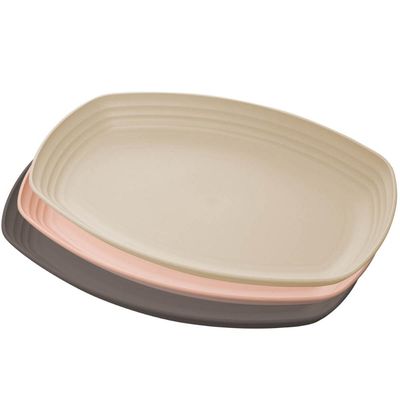 Travessa de Bambu e Plástico 29x18x3cm Lines Lyor Sortidas Bandeja Petisqueira Retangular Salgados F