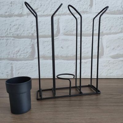 Suporte Porta Copo Descartável 50 80ml e 180 200ml Organizador de Copos e Colheres Café Preto Fosco