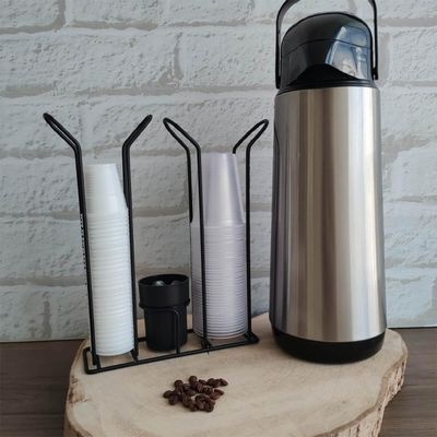 Suporte Porta Copo Descartável 50 80ml e 180 200ml Organizador de Copos e Colheres Café Preto Fosco