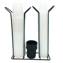 Suporte Porta Copo Descartável 50 80ml e 180 200ml Organizador de Copos e Colheres Café Preto Fosco