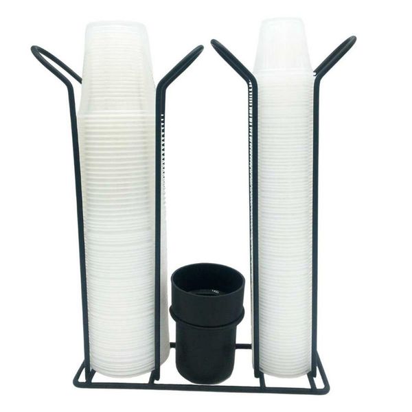 Suporte Porta Copo Descartável 50 80ml e 180 200ml Organizador de Copos e Colheres Café Preto Fosco