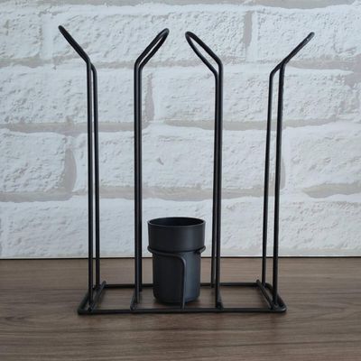 Suporte Porta Copo Descartável 50 80ml e 180 200ml Organizador de Copos e Colheres Café Preto Fosco