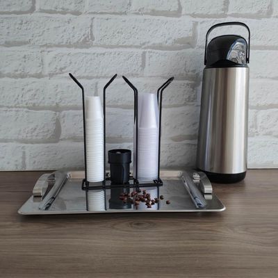 Suporte Porta Copo Descartável 50 80ml e 180 200ml Organizador de Copos e Colheres Café Preto Fosco