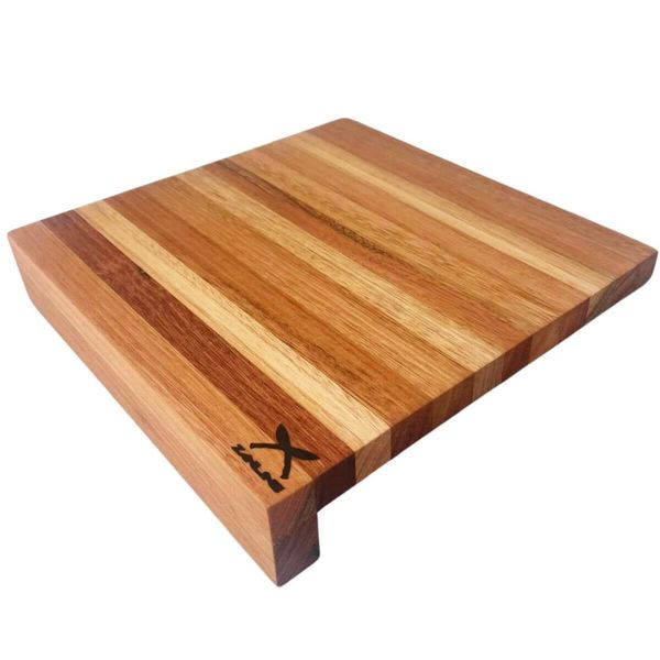 Tábua de Corte em Madeira Formato L 35x35cm Estação com Encaixe Prancha de Carne para Mesa Bancada Z