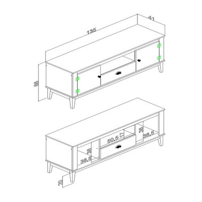 Rack Colonial Mel e Oliva com 2 Portas e 1 Gaveta para TVs de até 60 Polegadas MB 1015