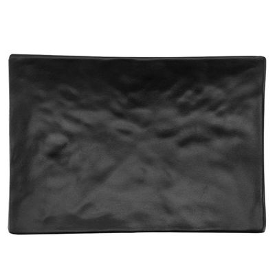 Prato para Sushi Sashimi Retangular 20x14cm Preto Melamina Profissional Gourmet Mix Travessa para Se