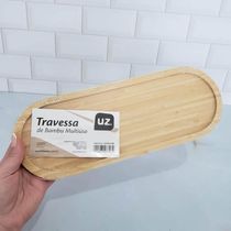 12 Bandejas Em Bambu Oval Travessa Gamela 33x12cm Petisqueiras Bandejas Multiuso UZ Decorar Restaura