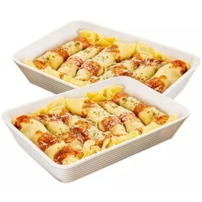 Kit 4 Travessas de Porcelana Branca 26x17x5cm Refratário Linea Lyor Prato Retangular
