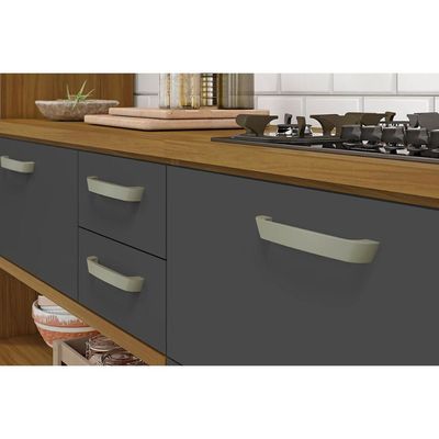 Cozinha Modulada Nesher Princesa 2 Peças (1Aéreo+1Balcão) C2P45 Freijo/Grafite-Nesher