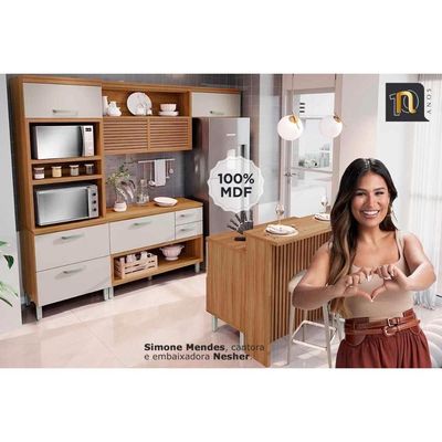 Kit Cozinha Modulada 4 Peças Princesa (1Aéreo+2Balcões+1Paneleiro) C4P159 Freijo/Off White - Nesher
