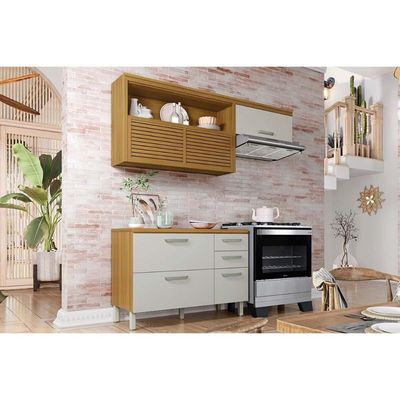 Kit de Cozinha Completa 2 Peças Princesa (1Aéreo+1Balcão) C2P45 Freijo/Off White - Nesher