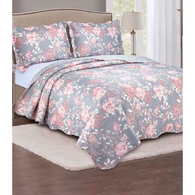 Jogo De Colcha Evolution Patchwork Queen Camesa Rosa UN / Rosa