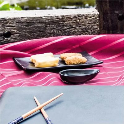 Kit 4 Travessas para Sushi em Melamina Retangulares 20x14cm Preto Gourmet Mix Prato para Servir Comi