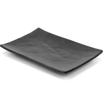 Kit 4 Travessas para Sushi em Melamina Retangulares 20x14cm Preto Gourmet Mix Prato para Servir Comi