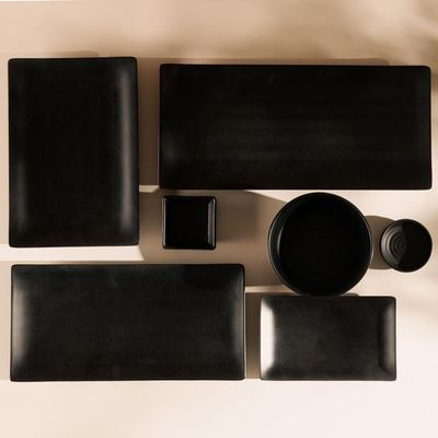 Kit 36 Travessas Servir Sushi Sashimi 35x16cm Comida Japonesa Melamina Pretas para Restaurante Bar L