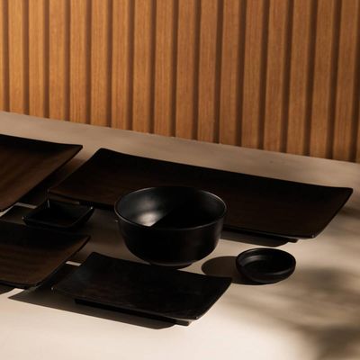 Kit 36 Travessas Servir Sushi Sashimi 35x16cm Comida Japonesa Melamina Pretas para Restaurante Bar L