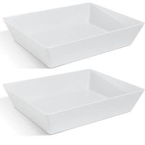 Kit 2 Travessas Retangular Branca 3,5L Profissional Servir Buffet Melamina Haus Concept Saladas Mass