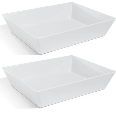 Kit 2 Travessas Retangular Branca 3,5L Profissional Servir Buffet Melamina Haus Concept Saladas Mass