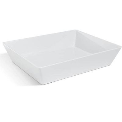 Kit 2 Travessas Retangular Branca 3,5L Profissional Servir Buffet Melamina Haus Concept Saladas Mass