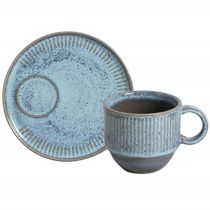 Conjunto 4 Xícaras de Chá Empilhável com Pires 230ml Linhas Breeze Porto Brasil Mesa Posta Café