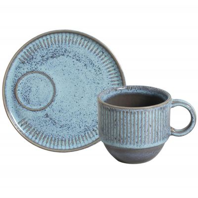 Conjunto 4 Xícaras de Chá Empilhável com Pires 230ml Linhas Breeze Porto Brasil Mesa Posta Café