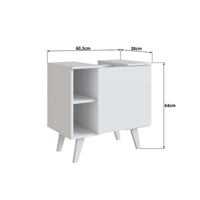 Conjunto Gabinete de coluna 01 Porta e Armário com espelho para Banheiro Slim Nova Móbile SEM CUBA B
