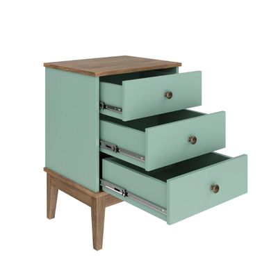Mesa de Cabeceira Colonial com 3 Gavetas MDP Mel Oliva MB 1021 Movelbento