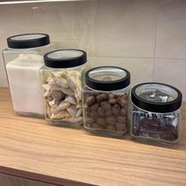 Conjunto 6 Potes de Vidro para Mantimentos 1,7L Gastro Lyor com Tampa de Metal Preta Porta Alimentos
