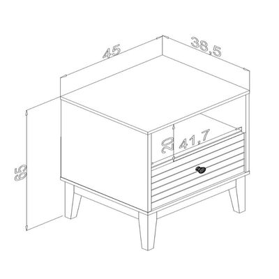 Mesa de Cabeceira com 1 Nicho e 1 Gaveta MDP Mel Off White MB 1041 Movelbento