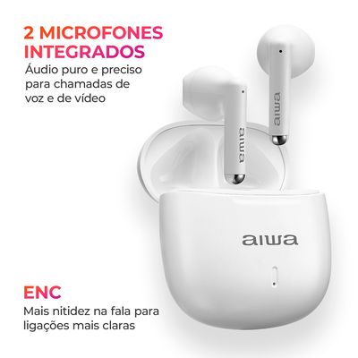 Fone de Ouvido Earbud Aiwa EB-05-W Bluetooth ENC APP BIV