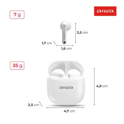 Fone de Ouvido Earbud Aiwa EB-05-W Bluetooth ENC APP BIV