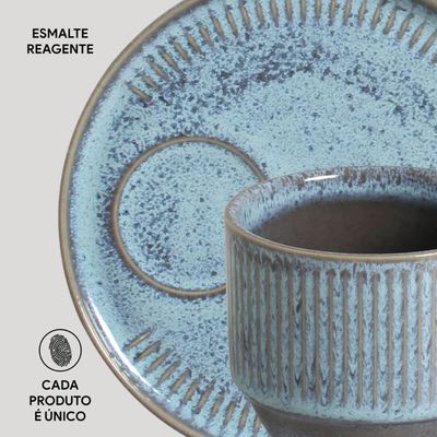 Xícara de Chá Empilhável 230ml com Pires Linhas Breeze Porto Brasil Café Mesa Posta