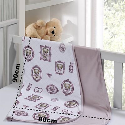 Cueiro Duplo Tecebem Baby Cristina Malha Estampado kinder 80cm x 90cm Rose