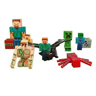 Kit Cartelado Conjunto Minecraft 3 Bonecos + 1 Dragão Ender