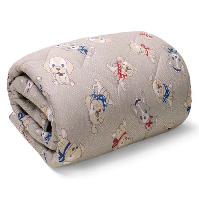 Edredom Buettner Solteiro Malha 100% Algodão Basic Estampado Dogs 150mx220m Cinza