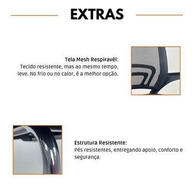 Cadeira De Escritório Begonia Oficial Tela Mesh Fixa Preto
