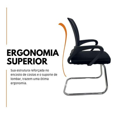 Cadeira De Escritório Begonia Oficial Tela Mesh Fixa Preto