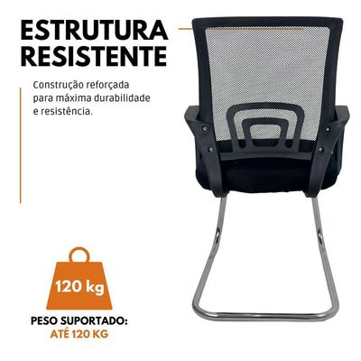 Cadeira De Escritório Begonia Oficial Tela Mesh Fixa Preto