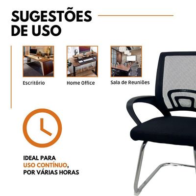 Cadeira De Escritório Begonia Oficial Tela Mesh Fixa Preto