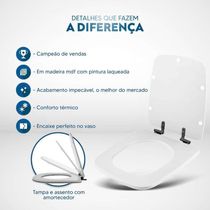 Tampa De Vaso Mdf Com Fechamento Lento Boss Stone (cinza Fosco) Para Louça Incepa Com Ferragem Preta
