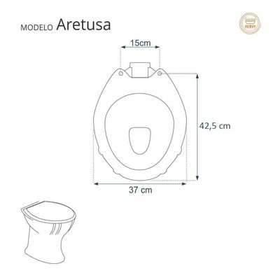 Tampa De Vaso Sanitário Aretusa Preto Para Louça Hervy