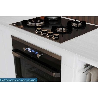 Gabinete De Cozinha Modulado Balcão Com Tampo Americana Para Forno De Embutir E Cooktop 80cm Cinza
