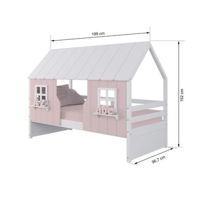 Cama Casinha Encantada Madeira Maciça Rosa/ Branco Housin